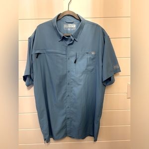 Drake Men's DPF Short Sleeve Flyweight Fishing Shirt (L) Light Blue